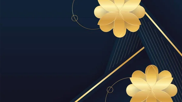 Luxury Premium Μαύρο Και Χρυσό Αφηρημένο Σχεδιασμό Φόντο Λουλούδια — Διανυσματικό Αρχείο
