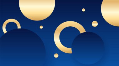 Abstract luxury blue and gold background with circles