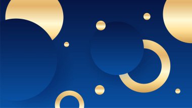 Abstract luxury blue and gold background with circles