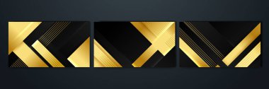 Set of abstract luxury black and gold background