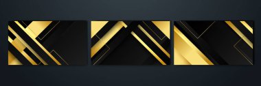 Set of abstract luxury black and gold background