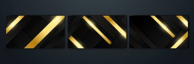 Set of abstract luxury black and gold background