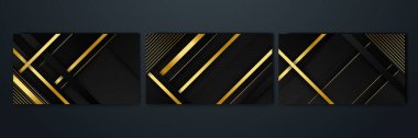Set of abstract luxury black and gold background