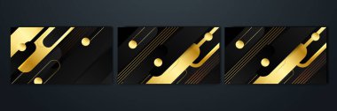 Set of abstract luxury black and gold background