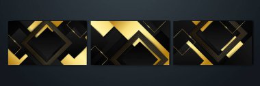 Set of abstract luxury black and gold background