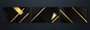 Set of abstract luxury black and gold background
