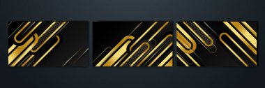 Set of abstract luxury black and gold background