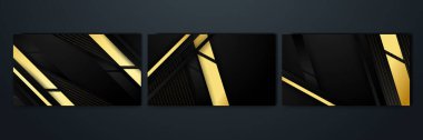 Set of abstract luxury black and gold background
