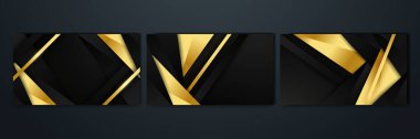 Set of abstract luxury black and gold background