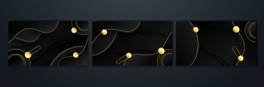 Set of abstract luxury black and gold background