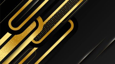 Abstract luxury black and gold background with rounded rectangle