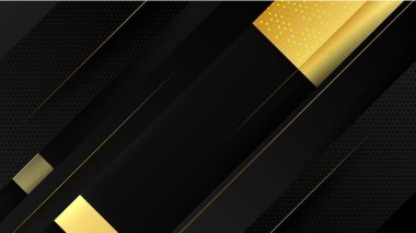 Abstract luxury black and gold background with geometric lines and shapes