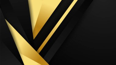 Abstract luxury black and gold background with triangles