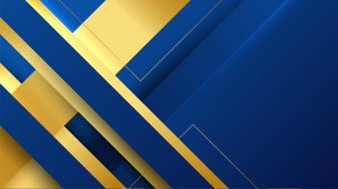 Abstract luxury dark blue background with golden lines