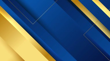 Abstract luxury dark blue background with golden lines