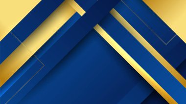 Abstract luxury dark blue background with golden lines