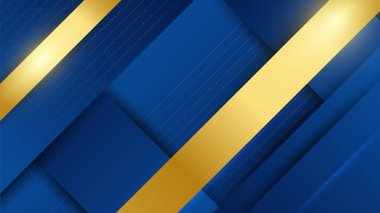 Abstract luxury dark blue background with golden lines