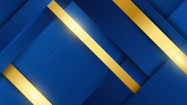 Abstract luxury dark blue background with golden lines