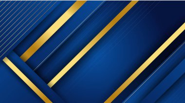 Abstract luxury dark blue background with golden lines