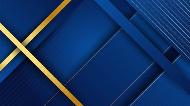 Abstract luxury dark blue background with golden lines