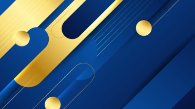 Abstract luxury dark blue background with golden lines