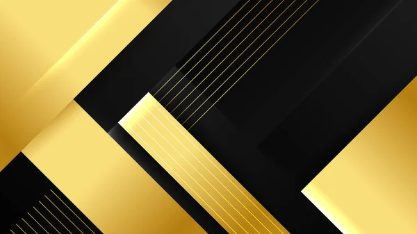Abstract Luxury Black Gold Background Geometric Lines Shapes — Stockvektor