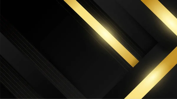 Abstract Luxury Black Gold Background Geometric Lines Shapes — Stok Vektör