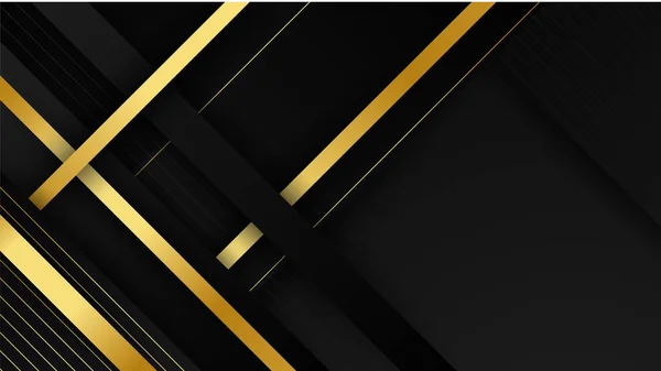 Abstract Luxury Black Gold Background Geometric Lines Shapes — Stock vektor