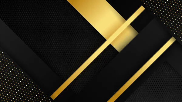 Abstract Luxury Black Gold Background Geometric Lines Shapes — Vettoriale Stock