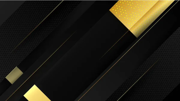 Abstract Luxury Black Gold Background Geometric Lines Shapes — Stok Vektör