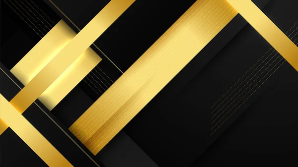 Abstract Luxury Black Gold Background Geometric Lines Shapes — Stock vektor