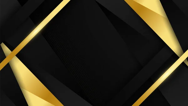 Abstract Luxury Black Gold Background Triangles — 스톡 벡터