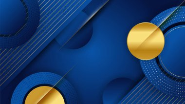 Abstract luxury dark blue background with golden lines