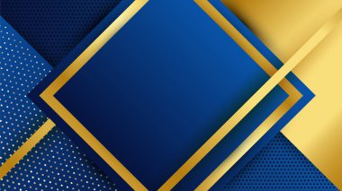 Abstract luxury dark blue background with golden lines