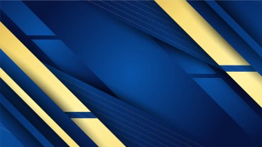 Abstract luxury dark blue background with golden lines