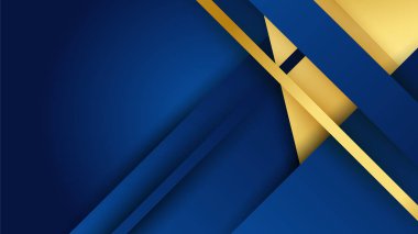Abstract luxury dark blue background with golden lines