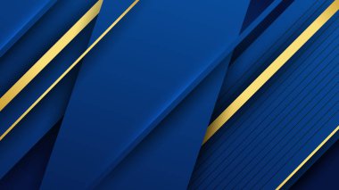 Abstract luxury dark blue background with golden lines