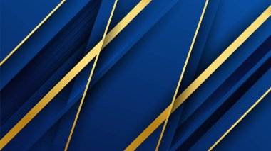 Abstract luxury dark blue background with golden lines