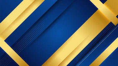 Abstract luxury dark blue background with golden lines