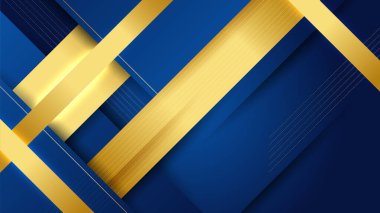 Abstract luxury dark blue background with golden lines