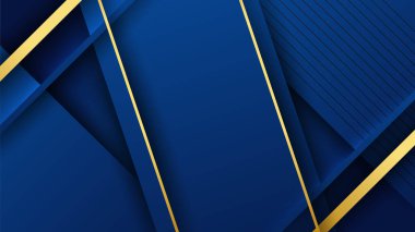 Abstract luxury dark blue background with golden lines