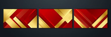 Set of elegant luxury red and gold abstract design background