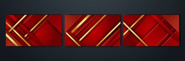 Set of elegant luxury red and gold abstract design background