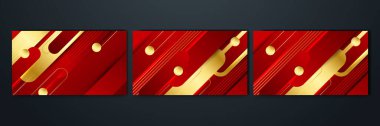 Set of elegant luxury red and gold abstract design background