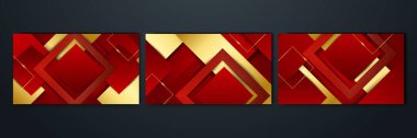 Set of elegant luxury red and gold abstract design background