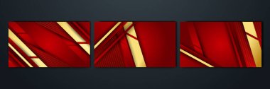 Set of elegant luxury red and gold abstract design background