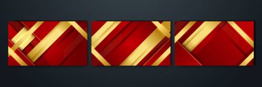 Set of elegant luxury red and gold abstract design background