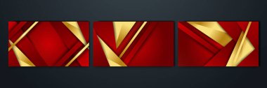 Set of elegant luxury red and gold abstract design background