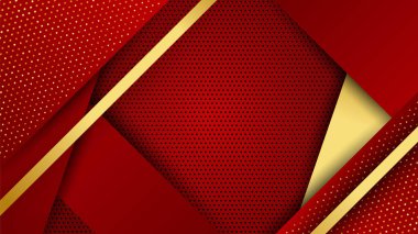 Luxury elegant gold in red abstract design background