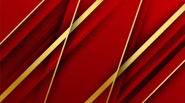 Luxury elegant gold in red abstract design background